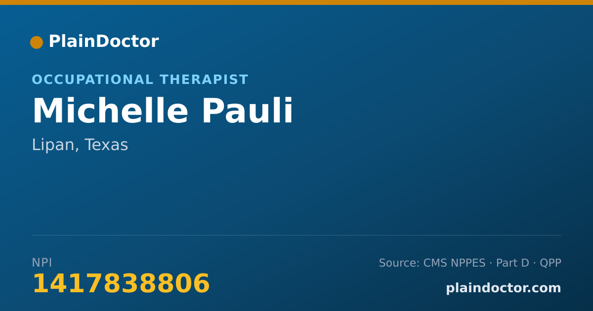 Shareable card for Michelle Pauli - Occupational Therapist, Lipan, TX