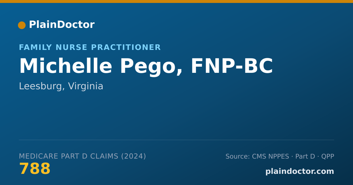 Shareable card for Michelle Pego, FNP-BC - Family Nurse Practitioner, Leesburg, VA