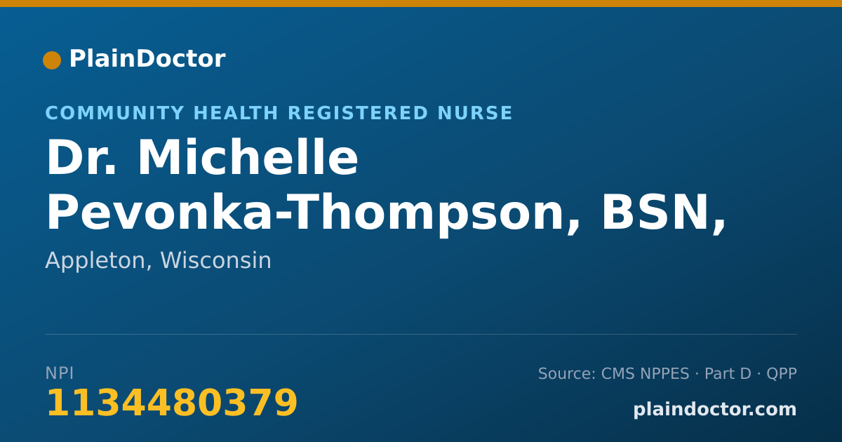 Shareable card for Michelle Pevonka-Thompson, BSN, RN - Community Health Registered Nurse, Appleton, WI