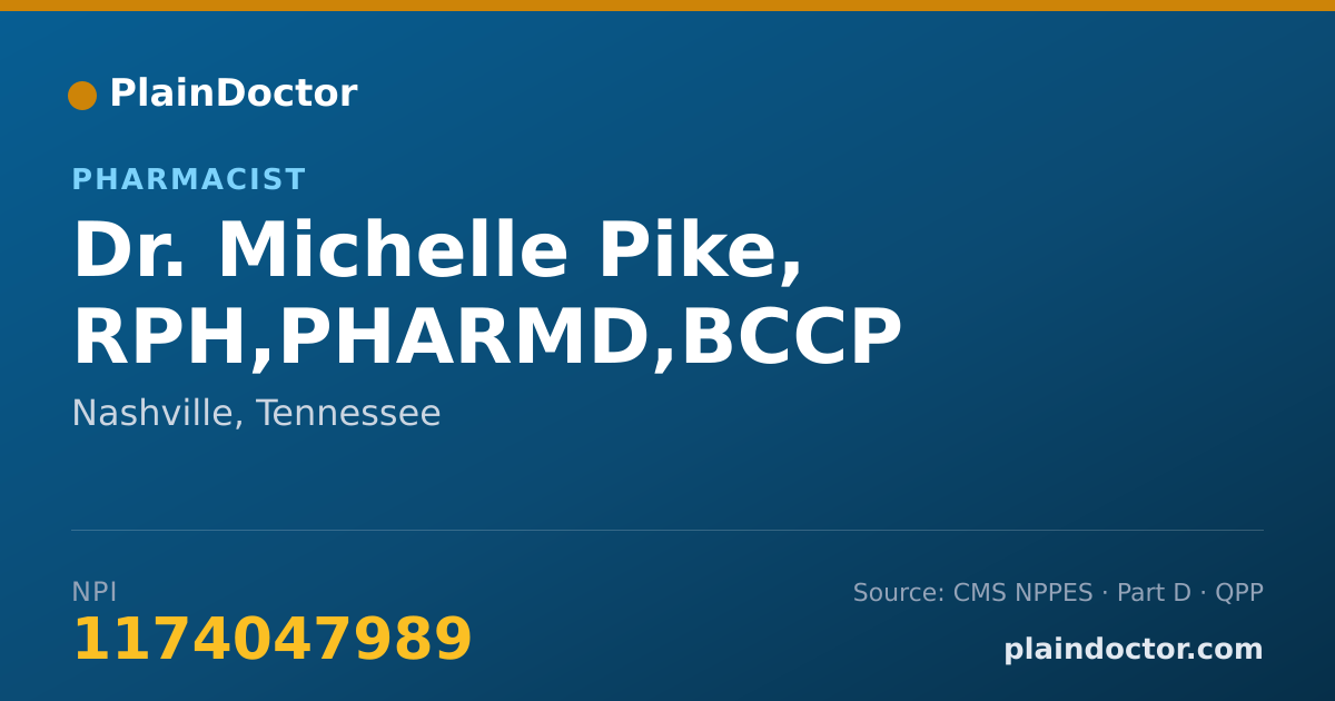 Shareable card for Michelle Pike, RPH,PHARMD,BCCP - Pharmacist, Nashville, TN