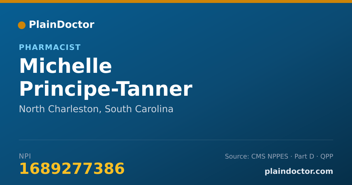 Shareable card for Michelle Principe-Tanner - Pharmacist, North Charleston, SC