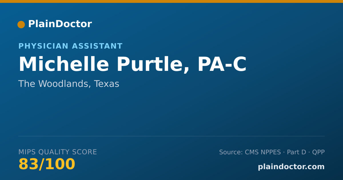 Shareable card for Michelle Purtle, PA-C - Dermatology Physician, The Woodlands, TX