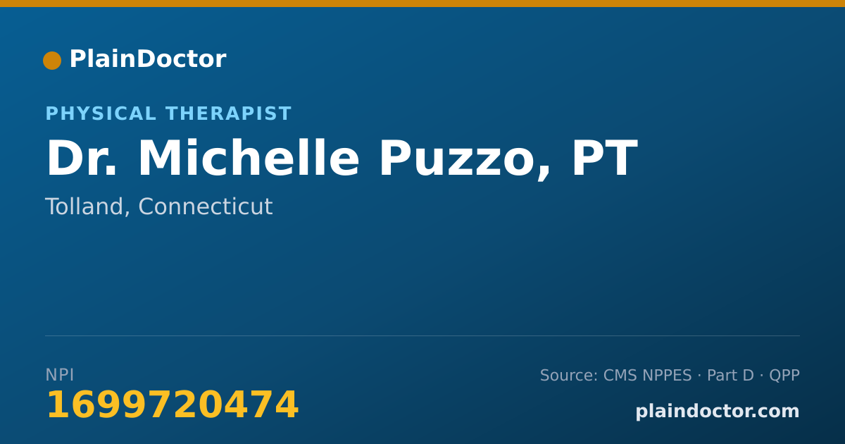 Shareable card for Michelle Puzzo, PT - Physical Therapist, Tolland, CT