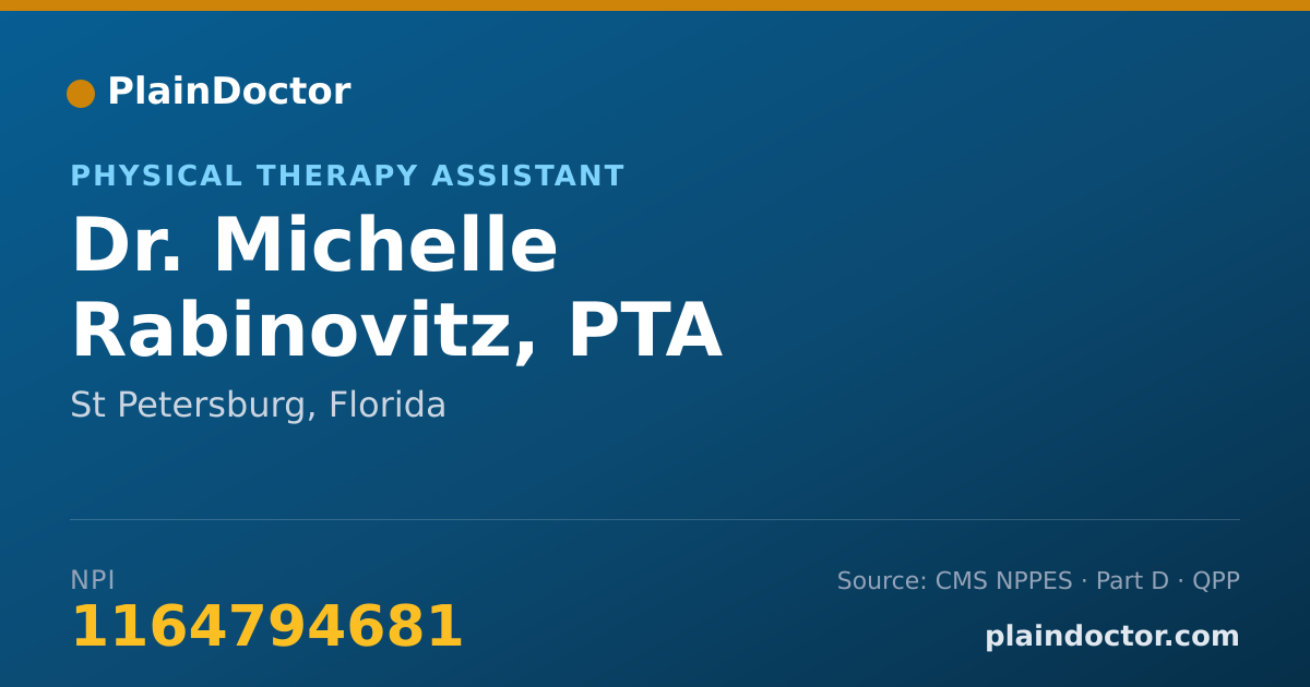Shareable card for Michelle Rabinovitz, PTA - Physical Therapy Assistant, St Petersburg, FL