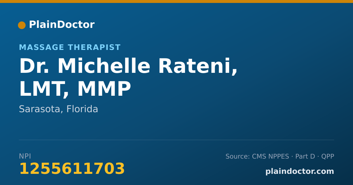 Shareable card for Michelle Rateni, LMT, MMP - Massage Therapist, Sarasota, FL