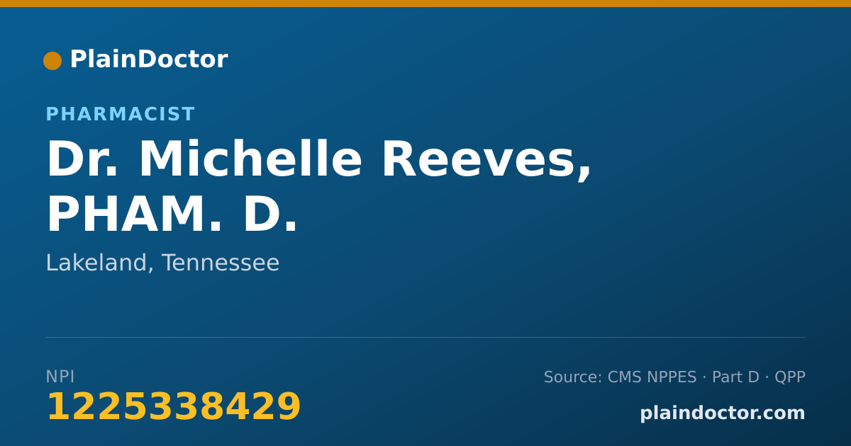 Shareable card for Michelle Reeves, PHAM. D. - Pharmacist, Lakeland, TN