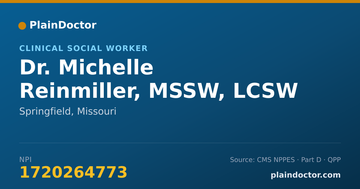 Shareable card for Michelle Reinmiller, MSSW, LCSW - Clinical Social Worker, Springfield, MO