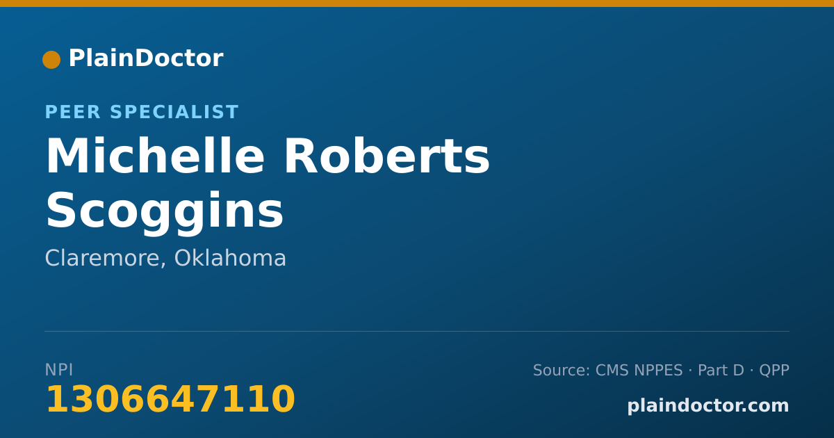 Shareable card for Michelle Roberts Scoggins - Peer Specialist, Claremore, OK