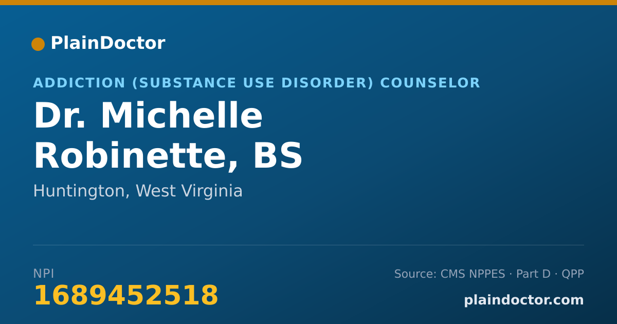 Shareable card for Michelle Robinette, BS - Addiction (Substance Use Disorder) Counselor, Huntington, WV