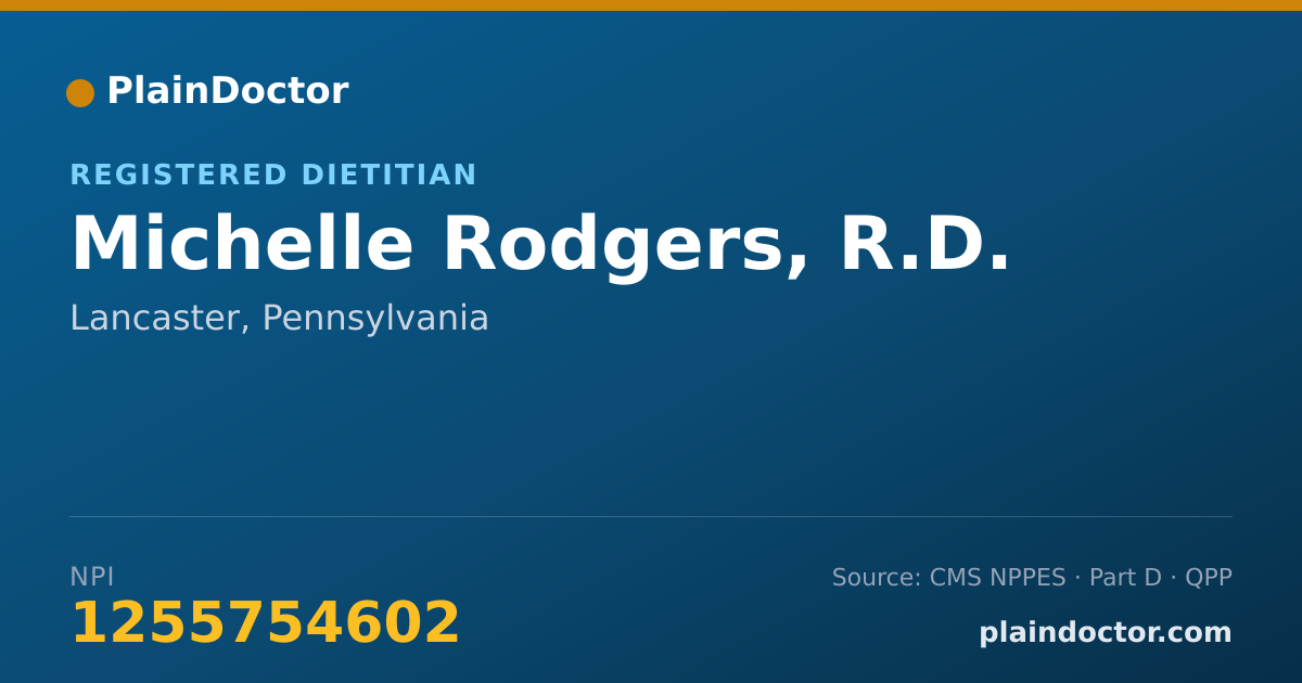 Shareable card for Michelle Rodgers, R.D. - Registered Dietitian, Lancaster, PA