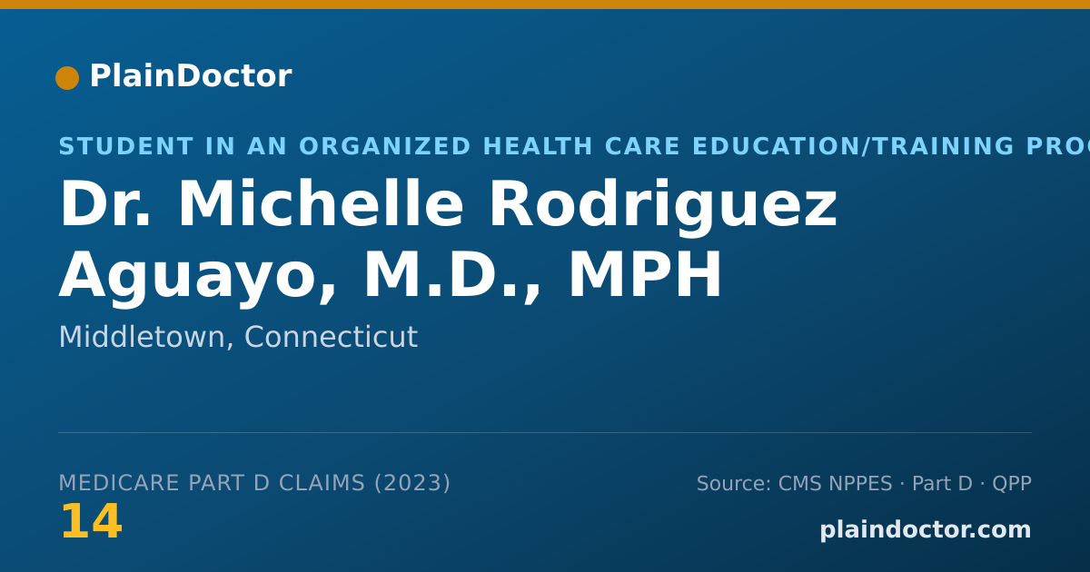 Shareable card for Michelle Rodriguez Aguayo, M.D., MPH - Student in an Organized Health Care Education/Training Program, Middletown, CT
