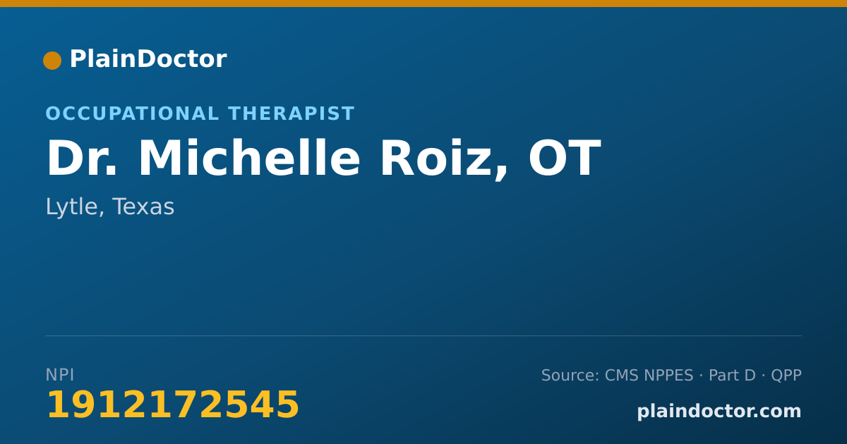Shareable card for Michelle Roiz, OT - Occupational Therapist, Lytle, TX