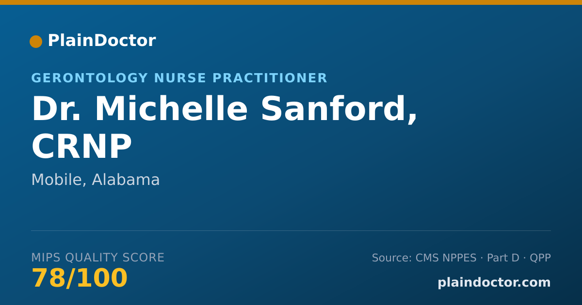 Shareable card for Michelle Sanford, CRNP - Gerontology Nurse Practitioner, Mobile, AL