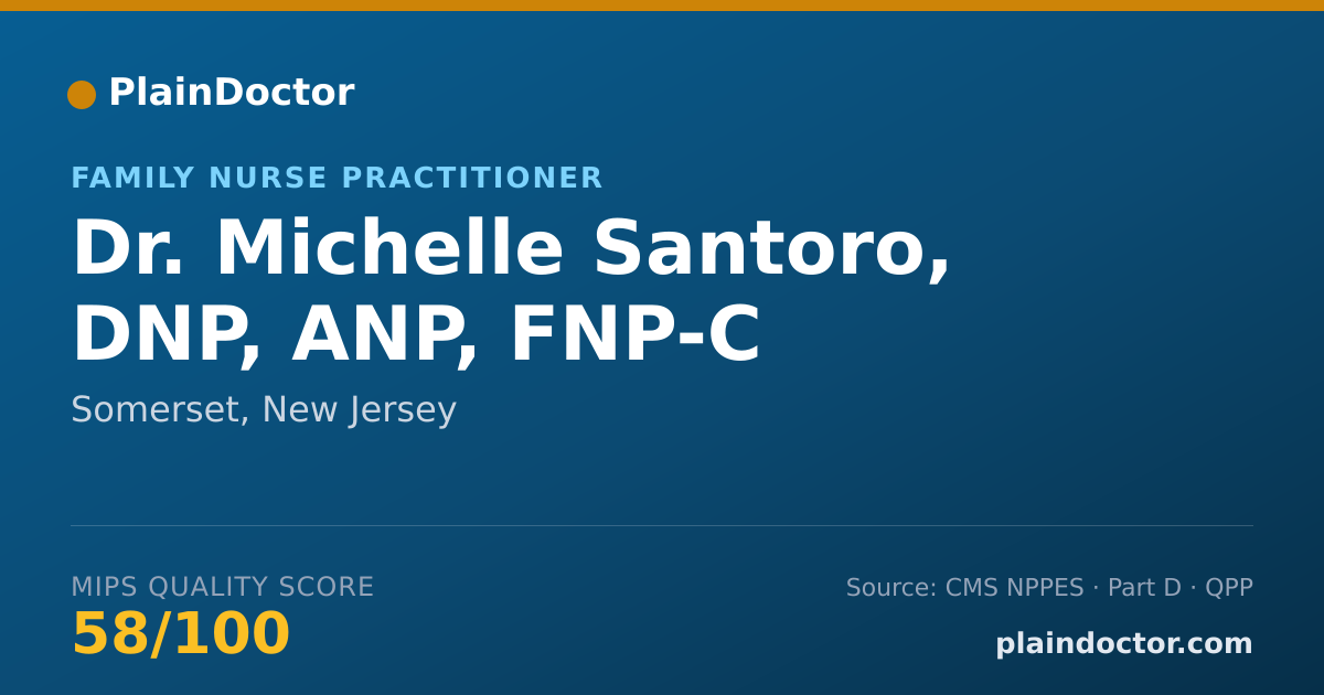 Shareable card for Michelle Santoro, DNP, ANP, FNP-C - Family Nurse Practitioner, Somerset, NJ