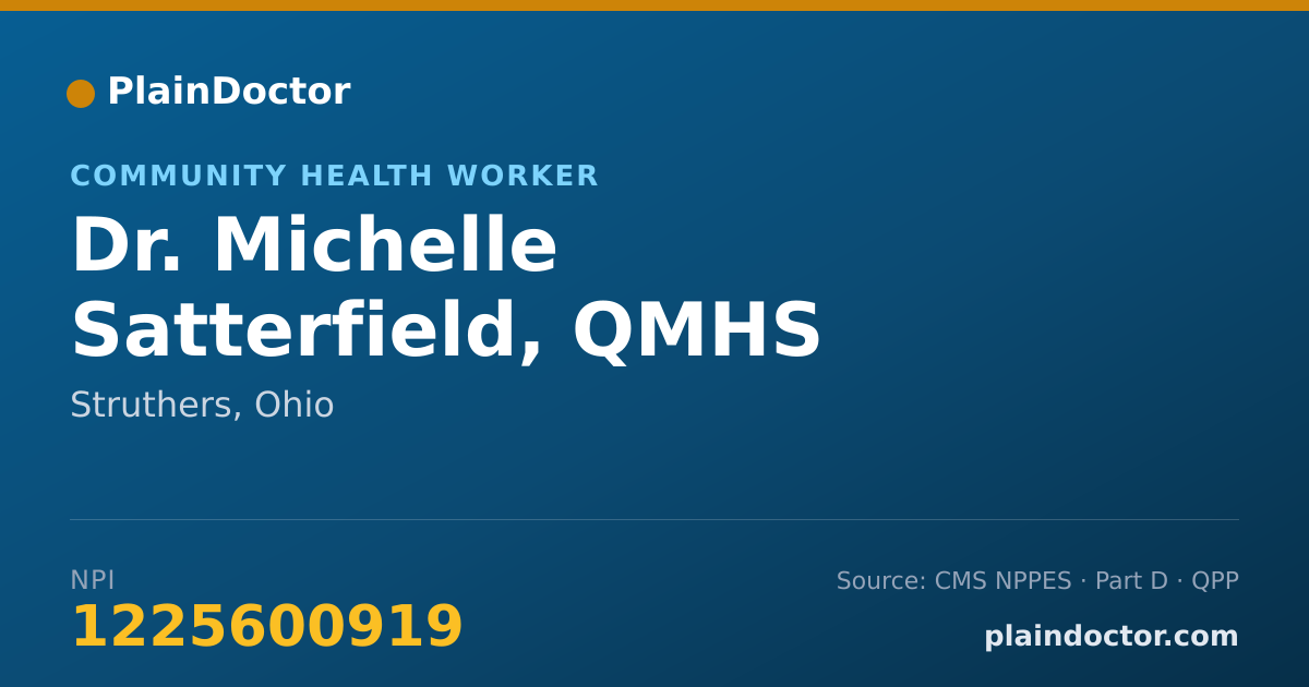 Shareable card for Michelle Satterfield, QMHS - Community Health Worker, Struthers, OH