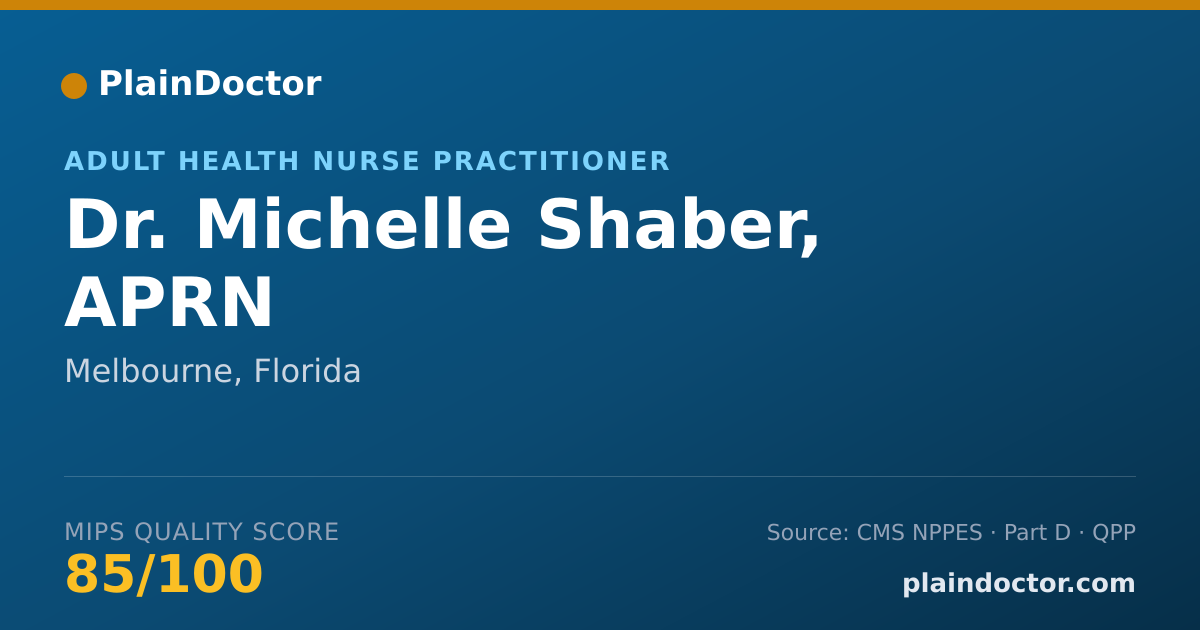 Shareable card for Michelle Shaber, APRN - Adult Health Nurse Practitioner, Melbourne, FL