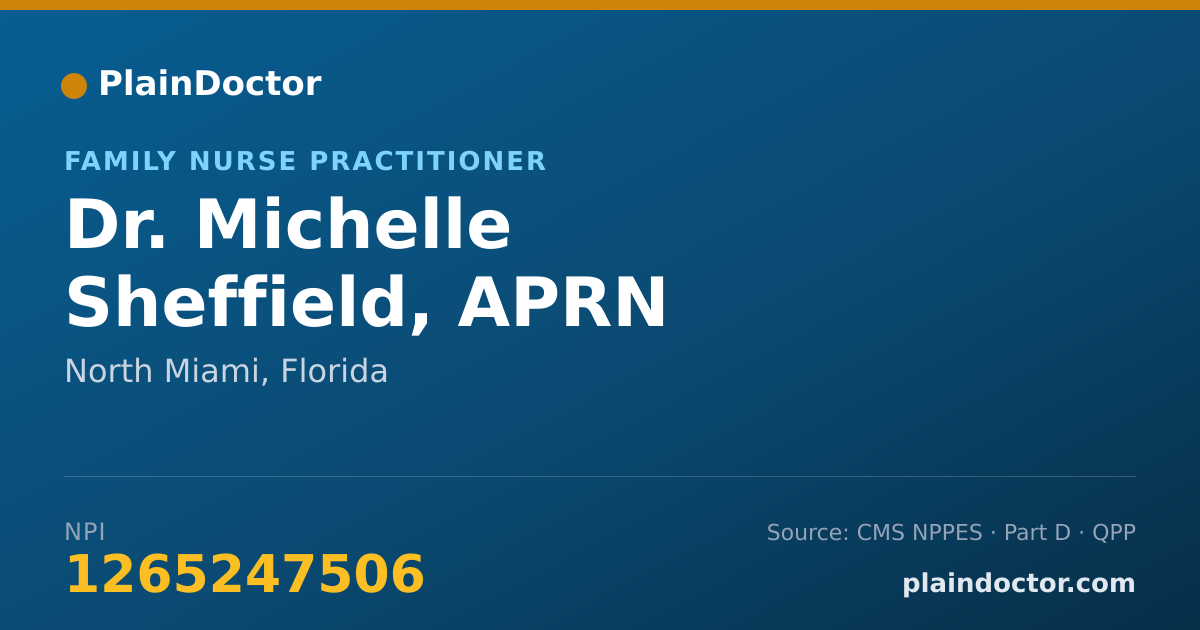Shareable card for Michelle Sheffield, APRN - Family Nurse Practitioner, North Miami, FL
