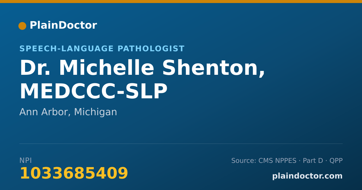 Shareable card for Michelle Shenton, MEDCCC-SLP - Speech-Language Pathologist, Ann Arbor, MI