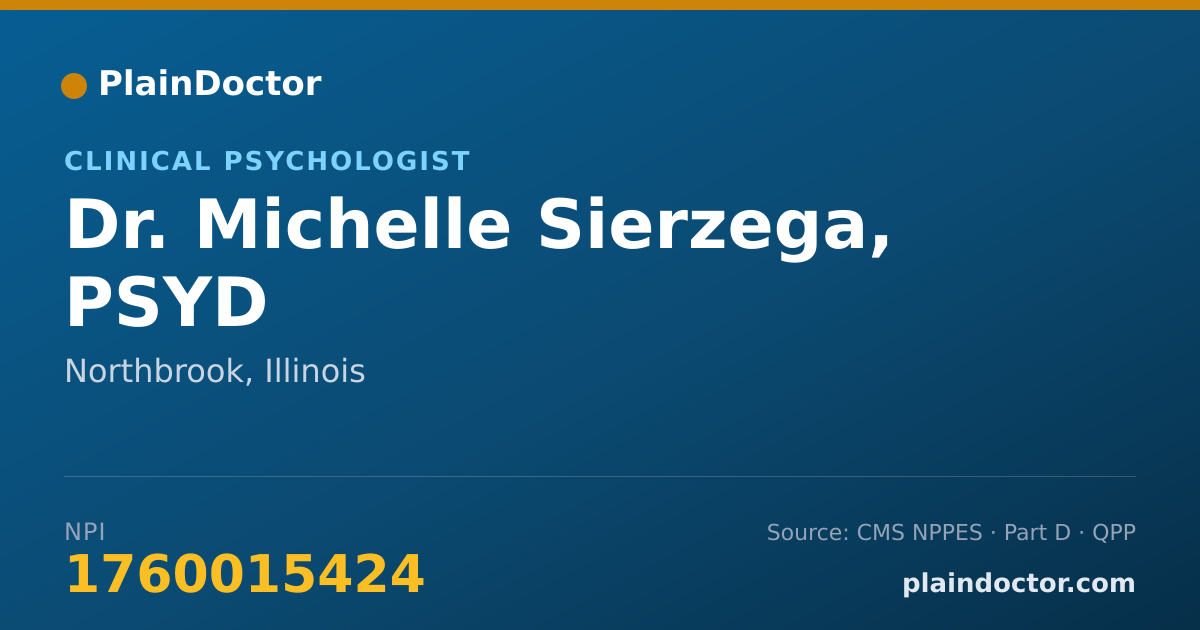 Shareable card for Michelle Sierzega, PSYD - Clinical Psychologist, Northbrook, IL
