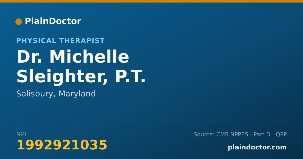Shareable card for Michelle Sleighter, P.T. - Physical Therapist, Salisbury, MD