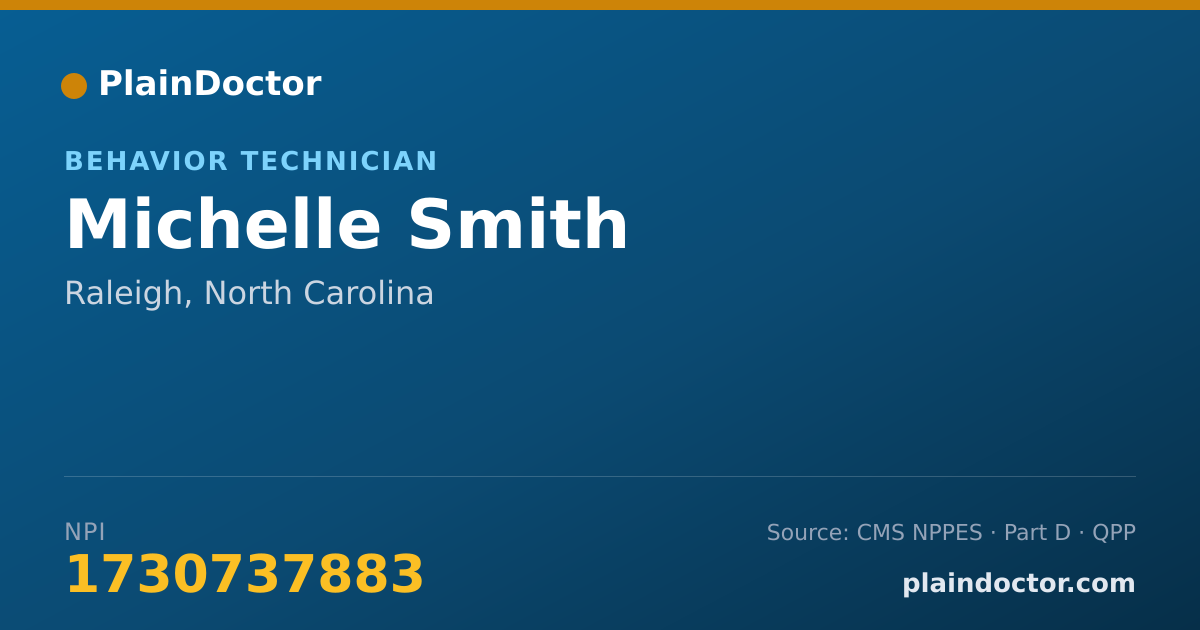 Shareable card for Michelle Smith - Behavior Technician, Raleigh, NC
