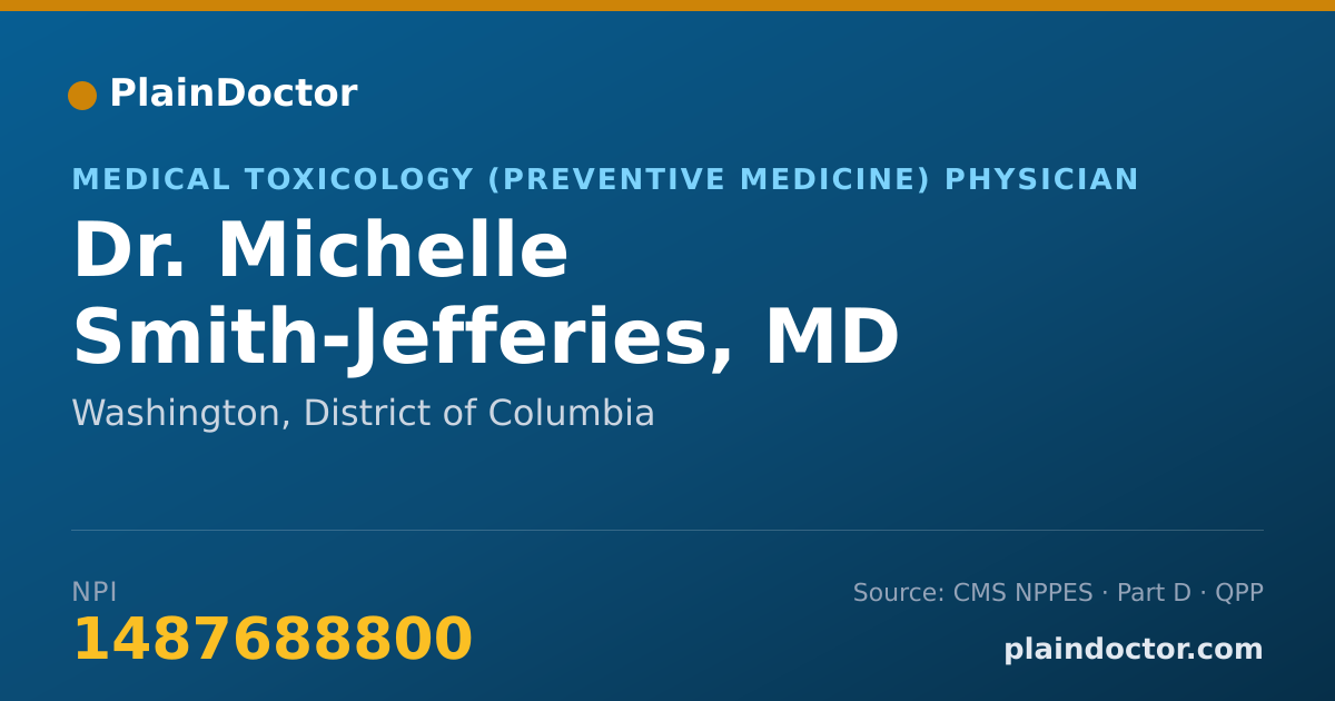 Shareable card for Michelle Smith-Jefferies, MD - Medical Toxicology (Preventive Medicine) Physician, Washington, DC