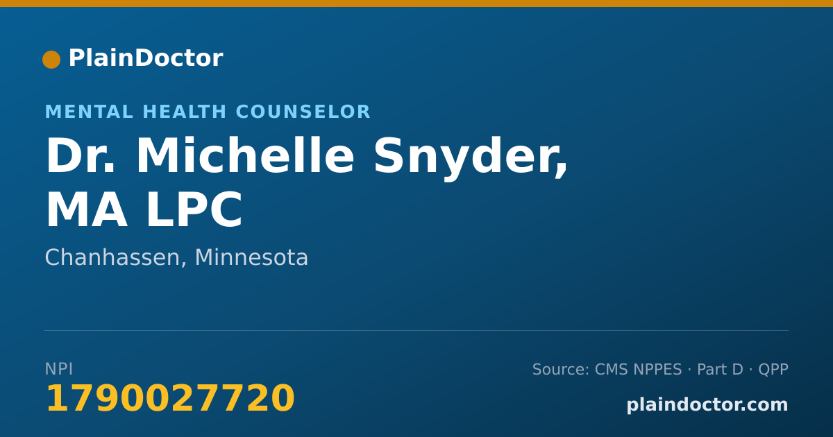 Shareable card for Michelle Snyder, MA LPC - Mental Health Counselor, Chanhassen, MN