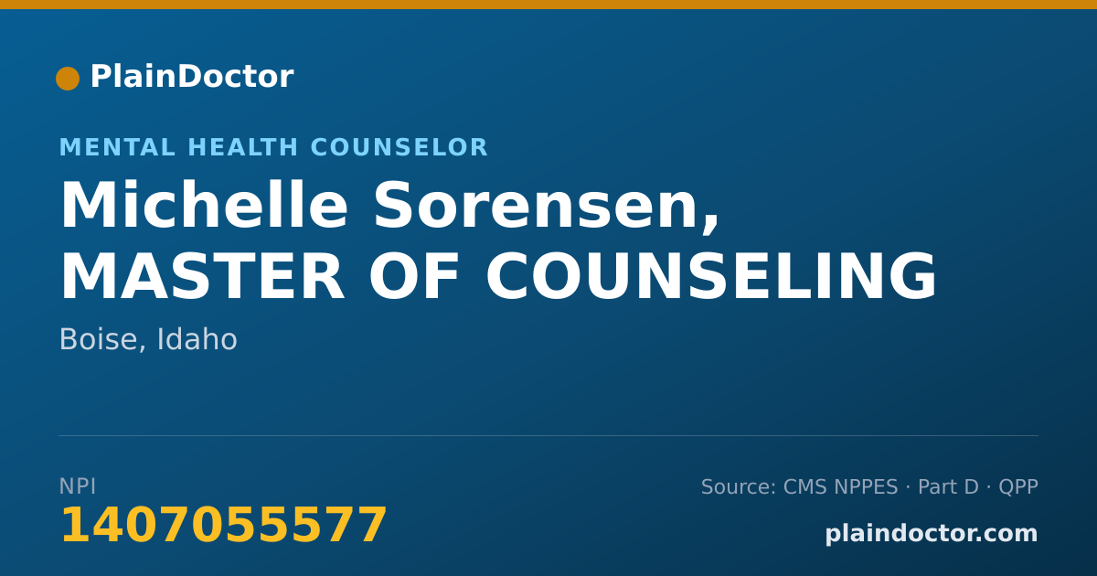 Shareable card for Michelle Sorensen, MASTER OF COUNSELING - Mental Health Counselor, Boise, ID