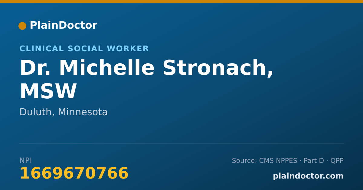Shareable card for Michelle Stronach, MSW - Clinical Social Worker, Duluth, MN