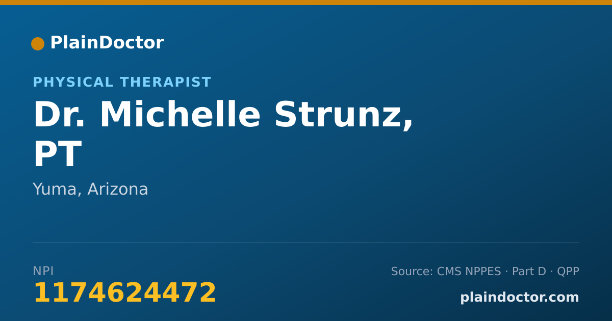 Shareable card for Michelle Strunz, PT - Physical Therapist, Yuma, AZ