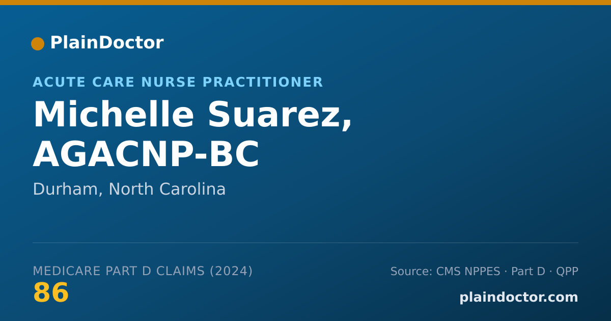 Shareable card for Michelle Suarez, AGACNP-BC - Nurse Practitioner, Durham, NC