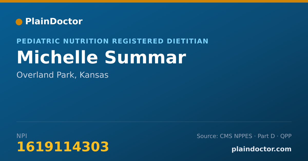 Shareable card for Michelle Summar - Pediatric Nutrition Registered Dietitian, Overland Park, KS