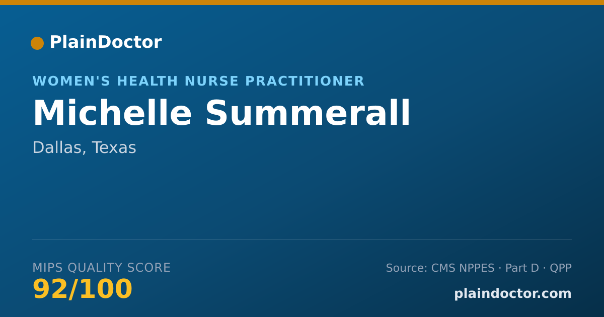 Shareable card for Michelle Summerall - Women's Health Nurse Practitioner, Dallas, TX