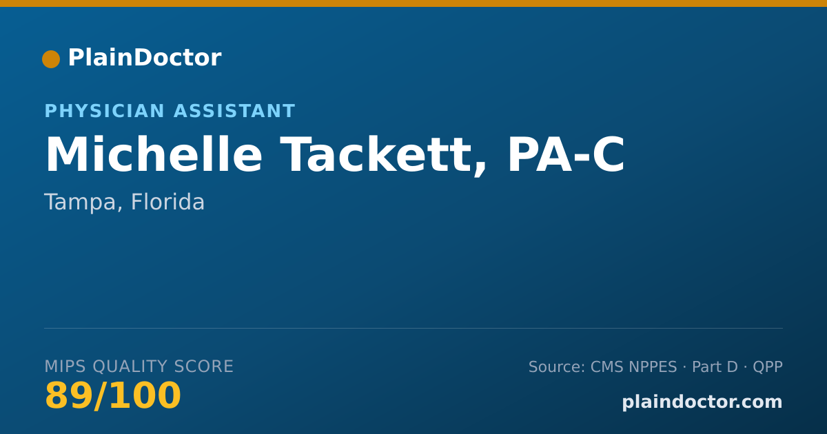 Shareable card for Michelle Tackett, PA-C - Physician Assistant, Tampa, FL