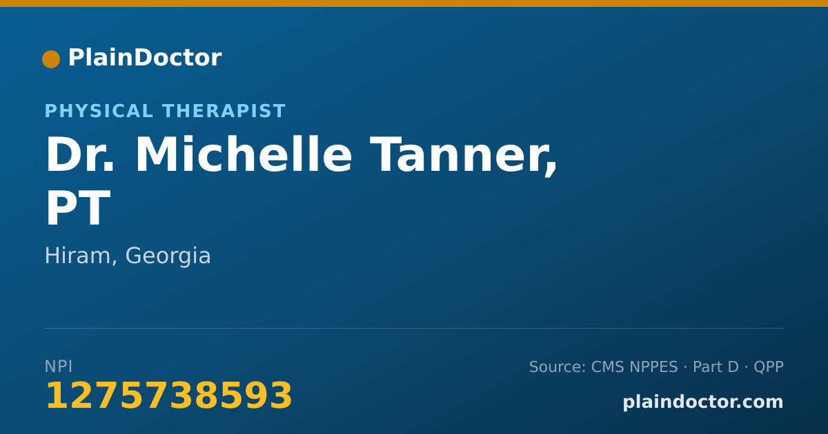 Shareable card for Michelle Tanner, PT - Physical Therapist, Hiram, GA