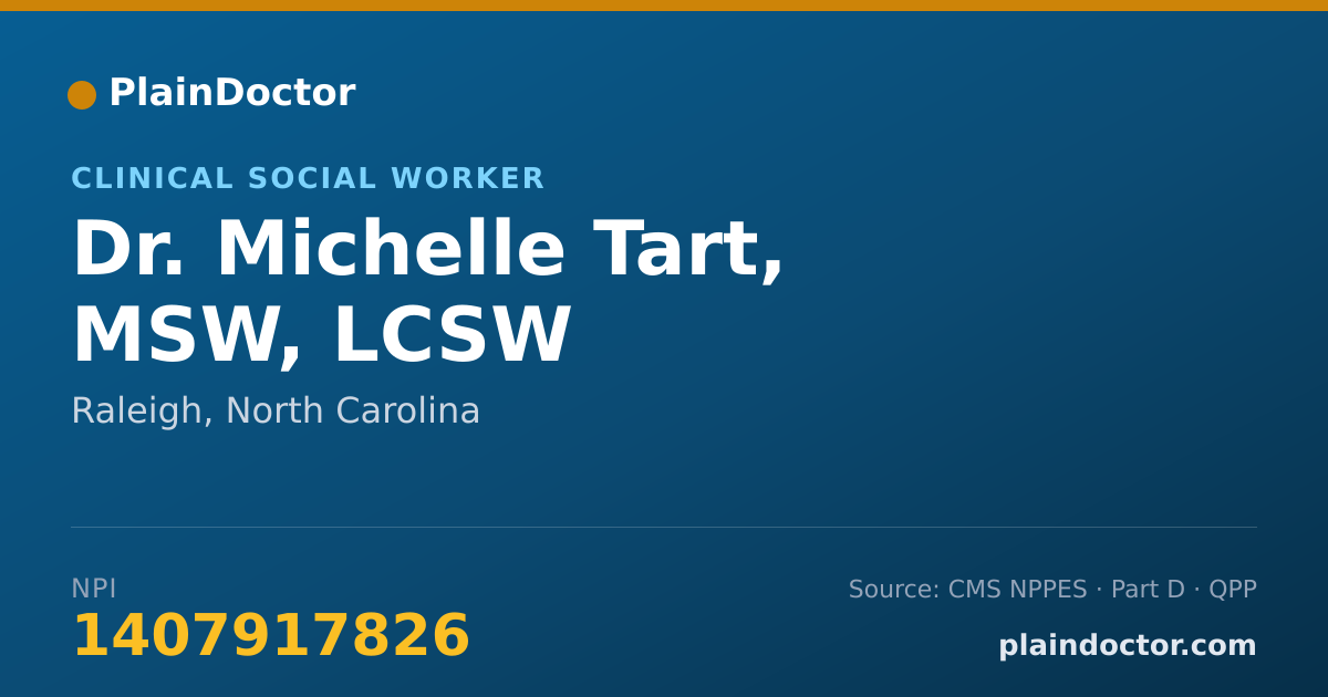 Shareable card for Michelle Tart, MSW, LCSW - Clinical Social Worker, Raleigh, NC