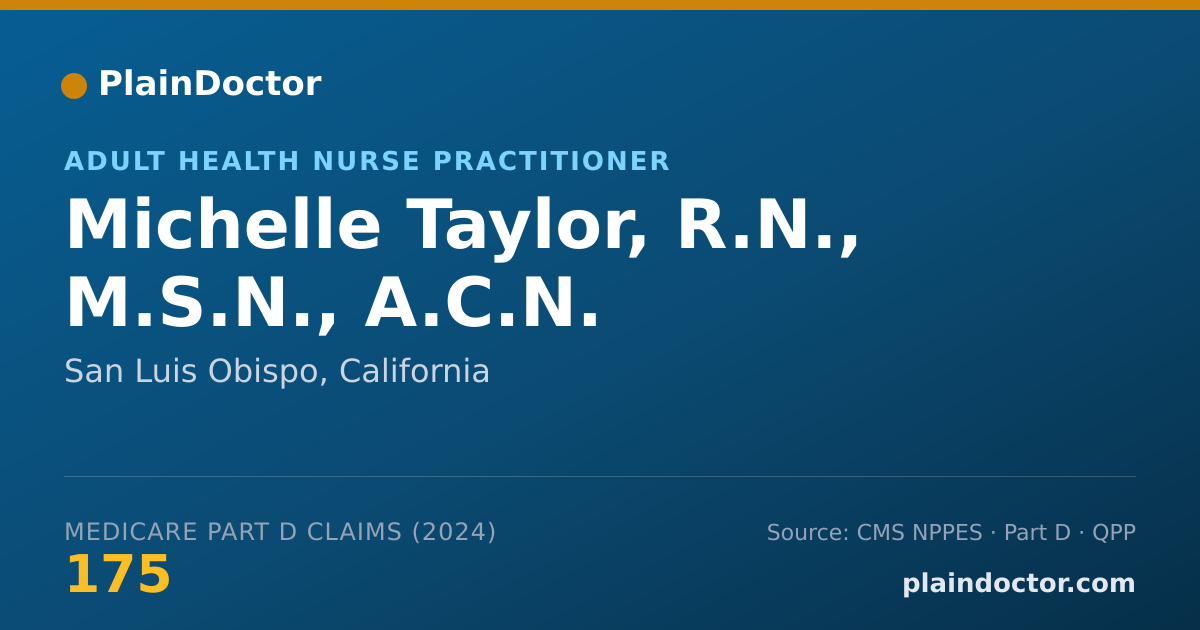 Shareable card for Michelle Taylor, R.N., M.S.N., A.C.N. - Adult Health Nurse Practitioner, San Luis Obispo, CA