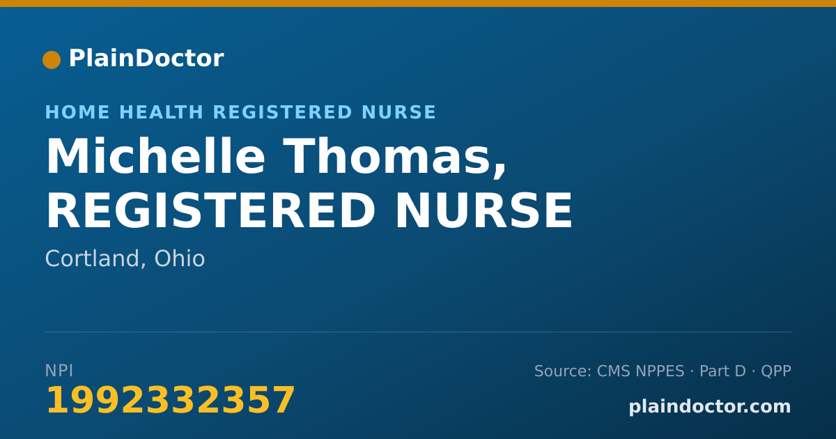 Shareable card for Michelle Thomas, REGISTERED NURSE - Home Health Registered Nurse, Cortland, OH