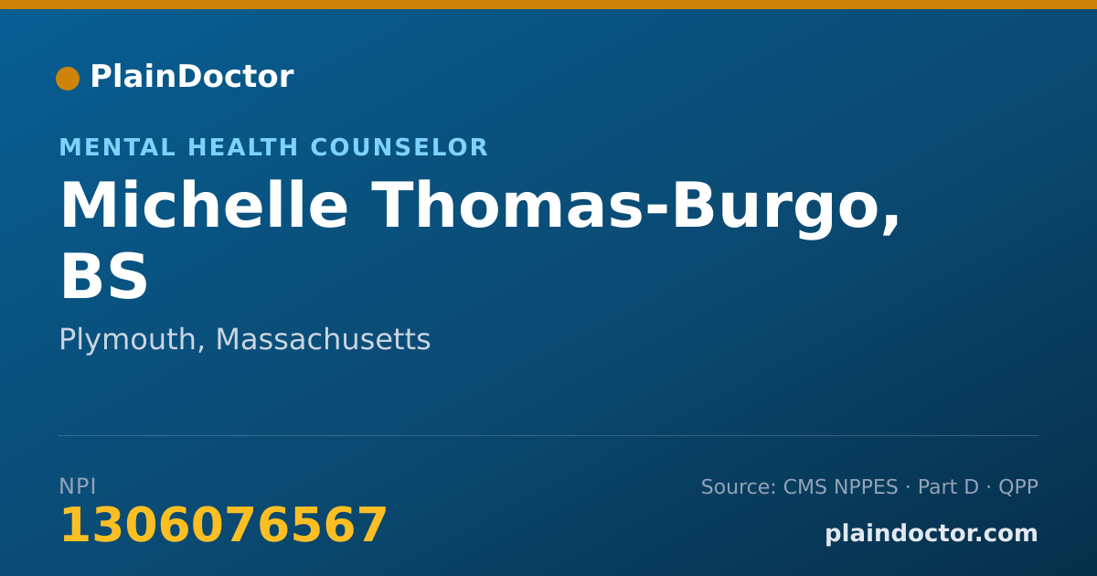 Shareable card for Michelle Thomas-Burgo, BS - Mental Health Counselor, Plymouth, MA