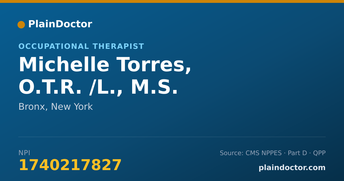 Shareable card for Michelle Torres, O.T.R. /L., M.S. - Occupational Therapist, Bronx, NY