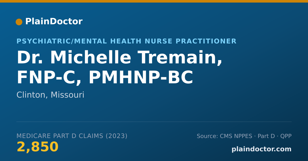 Shareable card for Michelle Tremain, FNP-C, PMHNP-BC - Psychiatric/Mental Health Nurse Practitioner, Clinton, MO