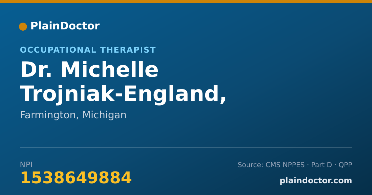 Shareable card for Michelle Trojniak-England, OTR/L - Occupational Therapist, Farmington, MI