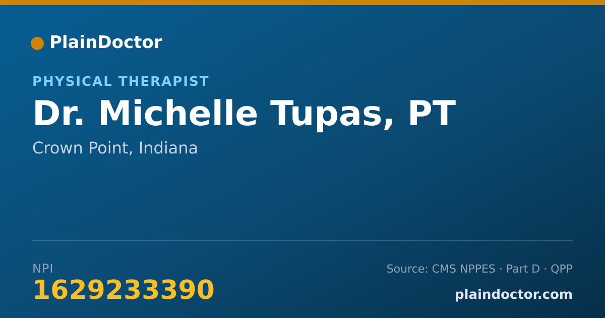 Shareable card for Michelle Tupas, PT - Physical Therapist, Crown Point, IN