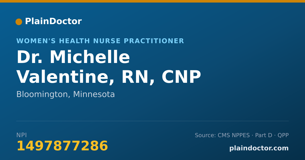 Shareable card for Michelle Valentine, RN, CNP - Women's Health Nurse Practitioner, Bloomington, MN