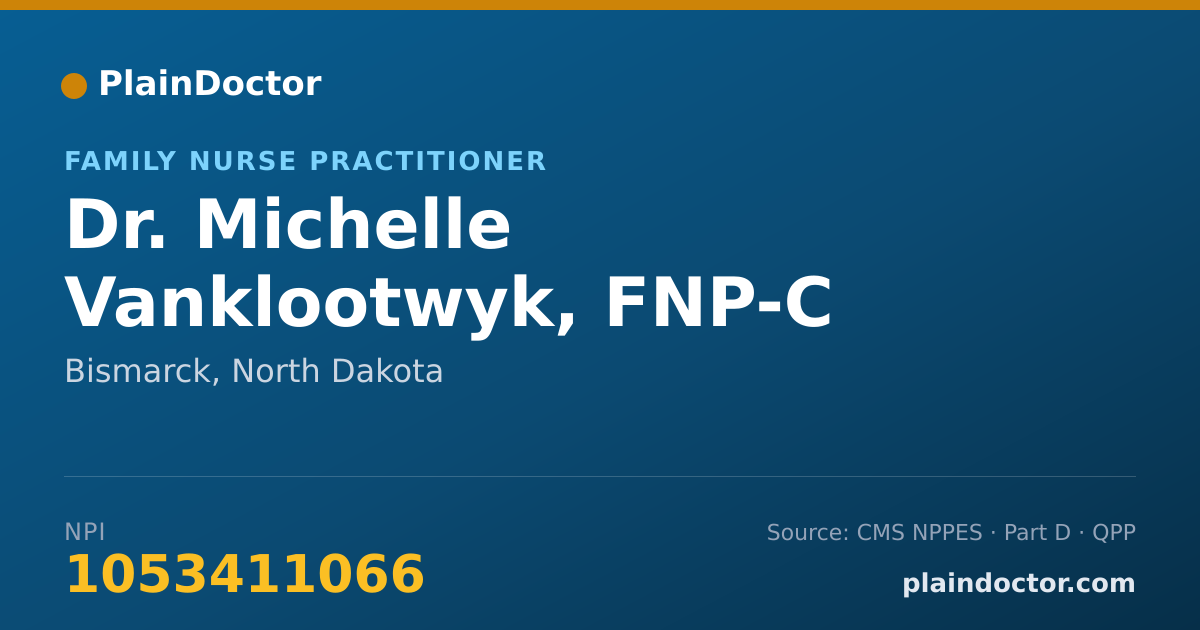 Shareable card for Michelle Vanklootwyk, FNP-C - Family Nurse Practitioner, Bismarck, ND