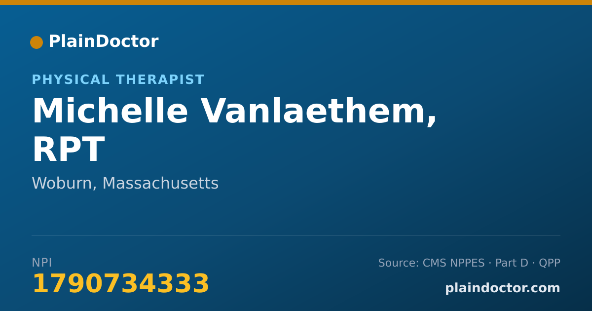 Shareable card for Michelle Vanlaethem, RPT - Physical Therapist, Woburn, MA