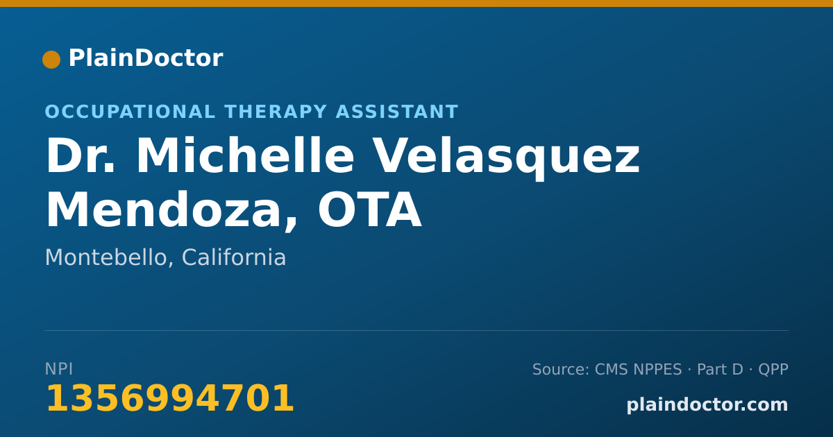 Shareable card for Michelle Velasquez Mendoza, OTA - Occupational Therapy Assistant, Montebello, CA