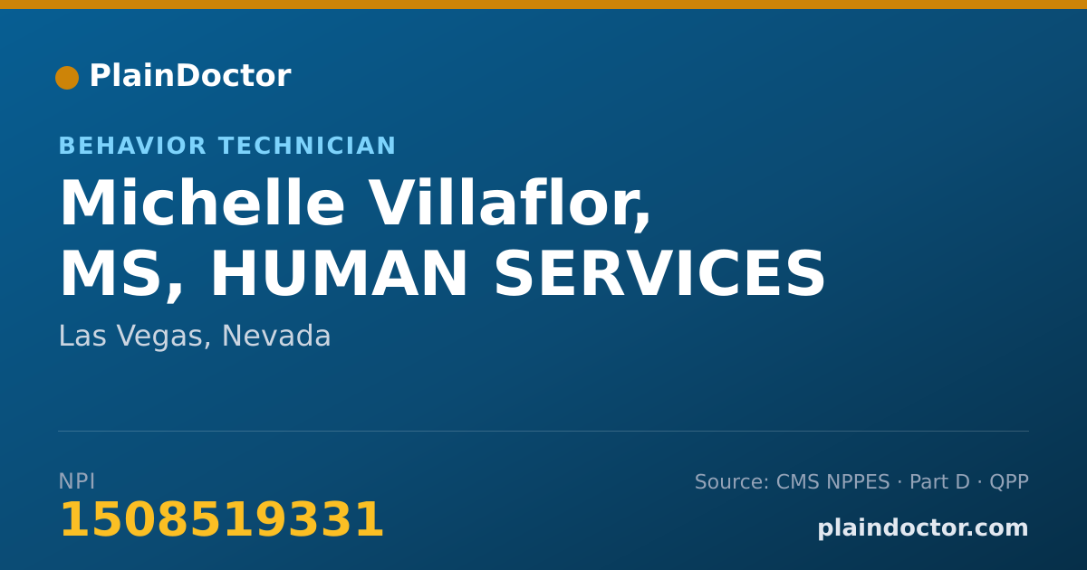 Shareable card for Michelle Villaflor, MS, HUMAN SERVICES - Behavior Technician, Las Vegas, NV