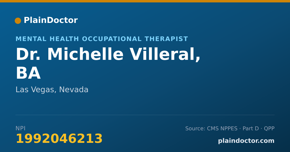 Shareable card for Michelle Villeral, BA - Mental Health Occupational Therapist, Las Vegas, NV