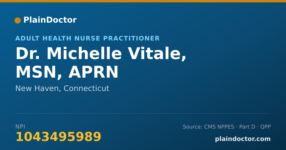 Shareable card for Michelle Vitale, MSN, APRN - Adult Health Nurse Practitioner, New Haven, CT